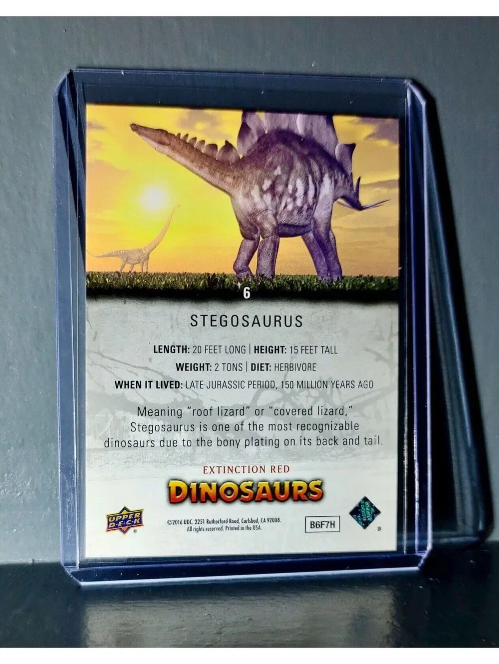 2015 Upper Deck Dinosaurs Stegosaurus Extinction Red Parallel #6 Card